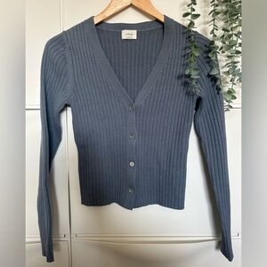 Wilfred Slate Blue Ribbed Cardigan